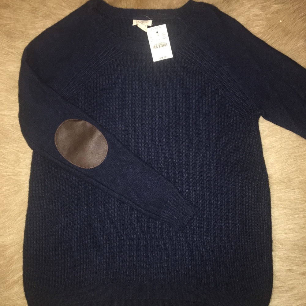 NWT JCrew Sweater with Leather Elbow Pads